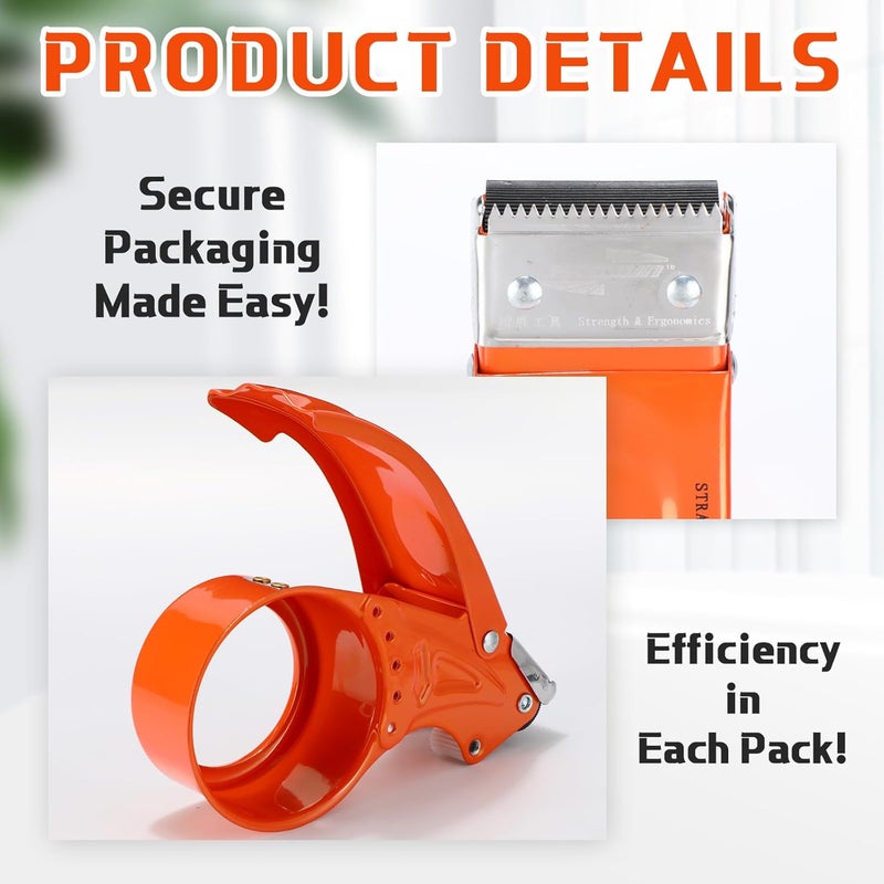 Watersay 12 Pcs 2 Inch Packing Tape Dispenser Gun Heavy Duty Metal Tape Gun for Packing Boxes Wide Tape Gun for Handheld Sealing Cutter Warehouse Tools, White, Orange, Blue - Image 3